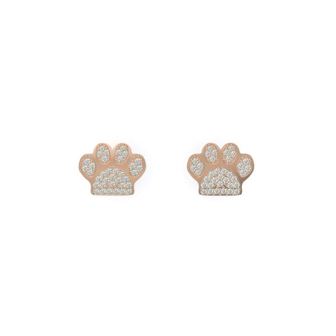 Paw | Rose Gold Vermeil | CZ Diamond Pup Print Earrings